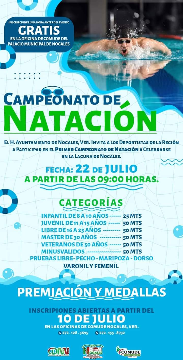 Realizarán en Nogales, Veracruz, el primer Campeonato de Natación